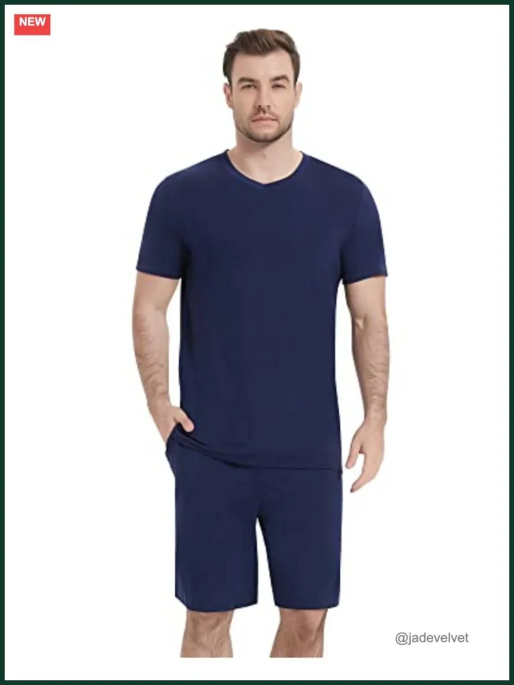 Viscose from Bamboo Men's Short Sleeve Pajama Set V Neck Sleepwear